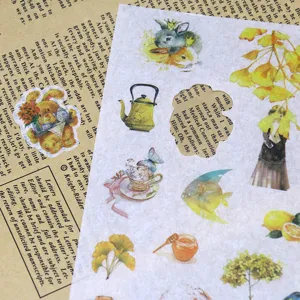 Adesivi washi per diario stile nordico, adesivi decorativi botanici e animali vintage per fai da te.
