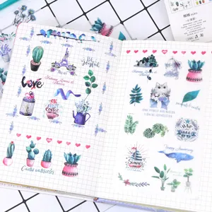 Adesivi Washi freschi nordici decorativi botanici animali acquerello diario cancelleria