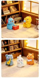 Miniature resin animal band figurines, cute desktop ornaments for DIY micro landscape home decor.
