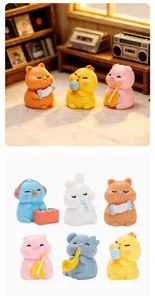 Cute mini animal musician figurines resin desktop ornaments DIY micro landscape toys set