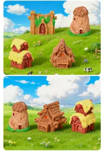 Mini casas de resina para micropaisaje, bonsái de suculentas y mini juguete de escritorio.
