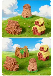 Mini casas de resina de dibujos animados jardín de hadas adornos bonsái micro paisaje decor