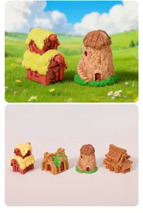 Miniatura de resina adorno de casa de hadas para plantas suculentas micro paisaje.