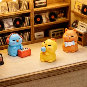 Creative Micro Landscape Resin Animal Band Figurine Desktop Ornament DIY Cute Cartoon Music Character Decorative Toy