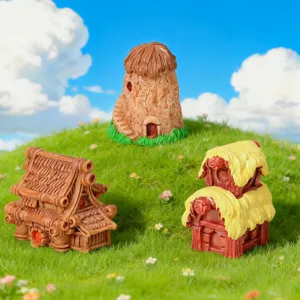 Miniatura casa de resina dibujos animados micro paisaje adorno suculenta bonsai decoracion