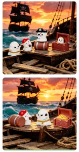 Niedliche Cartoon Pirat Geist Miniatur Figuren Set für Desktop und Auto Dekorationen.
