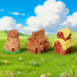 Miniaturas de casas de resina para jardín de hadas terrario de suculentas decoración de escritorio