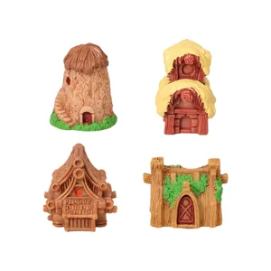 Conjunto de casas de resina en miniatura para jardín de hadas y decoración de micropaisaje.