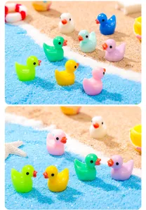 Mini cute colorful resin ducks miniature landscape DIY dollhouse decoration toys accessories