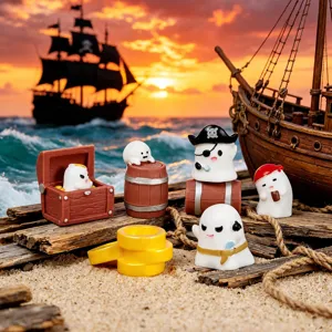 Süße Cartoon Pirat Geist Figuren Mikrolandschaft Harz Desktop Auto Ornament DIY Zubehör