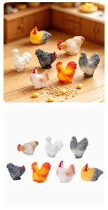 Figurine miniature de poulet en résine ensemble mignon micro paysage décoration de bureau