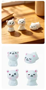 Cute white bear miniature figurines for micro landscape DIY desktop decoration and crafts