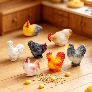 Miniatures figurines de poulet en résine décor mignon paysage de bureau bricolage.
