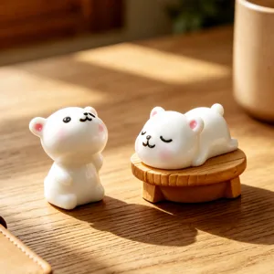 Miniature white bear figurines cute ceramic micro landscape DIY desktop mini ornaments