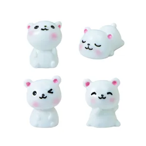 Cute white bear resin miniature figurines set for micro landscape DIY desktop decor