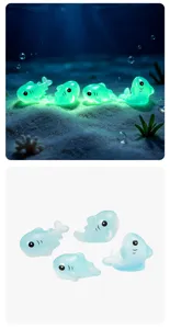 Figurines de mini requin en résine lumineuse, micro paysage lumineux mini déco de bureau DIY.