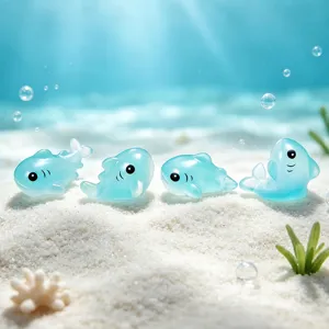 Mini figurines de requin lumineuses en resine decoration de bureau mignonnes DIY
