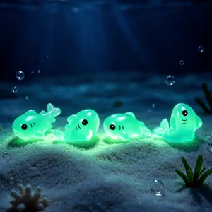 Figurines lumineuses de petits requins en résine, micro-paysage de bureau, décoration DIY.
