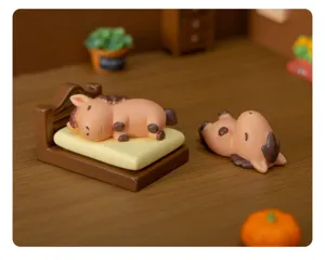 Miniature resin sleeping pony figurines for micro landscape, desktop decor, and DIY crafts.