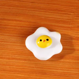 Mini fried egg chick resin ornament miniature DIY dollhouse craft hair clip decor