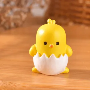 Cute resin chick hatching from eggshell figurine miniature toy for DIY crafts and dollhouse decor