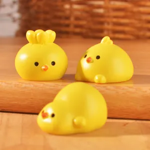 Cute mini yellow chick resin figurines for dollhouse, micro landscape and DIY crafts.