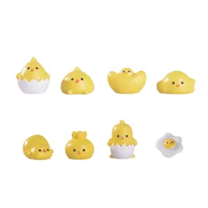 Cute mini resin chicks figurines set, perfect for DIY hair clips, dollhouse, micro landscape.