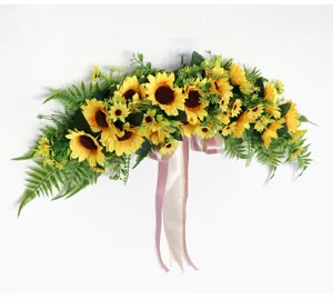 Artificial sunflower door lintel decor wedding chair back floral arrangement fake flower arch
