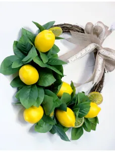 Ghirlanda di limoni artificiale per decorazione domestica, festone da appendere alla parete.