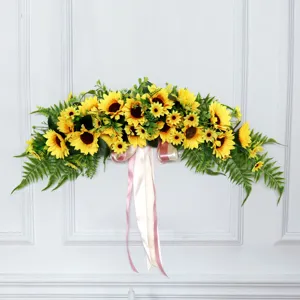 American Style Artificial Sunflower Lintel Garland Silk Flower Floral Arrangement For Wedding Chair Back Home Wall Decor