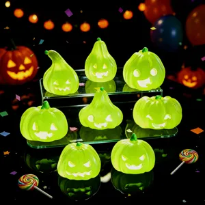 Set de mini figuras de calabazas luminosas de Halloween para decoración de mesa