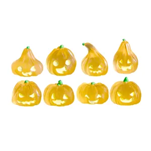 Halloween calabaza luminosa resina dijes conjunto lindo DIY miniatura escritorio decoraciones 8pz