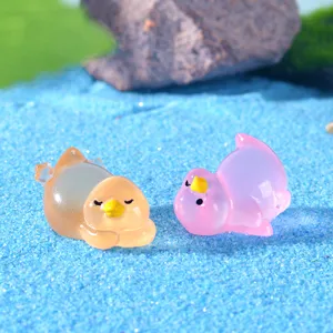 Mini figurines de canard lumineux en résine mignon micro paysage DIY accessoires de boîte
