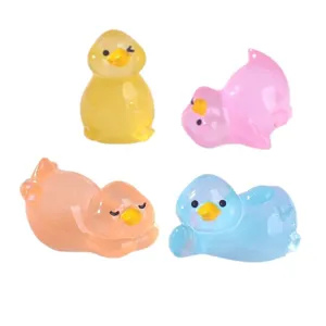 Ensemble de mini figurines de canard en résine, charms DIY translucides pour micro paysage.
