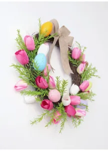Osterkranz Haustür Dekoration künstliche Tulpe Frühlingsdeko Wandbehang Dekoornament