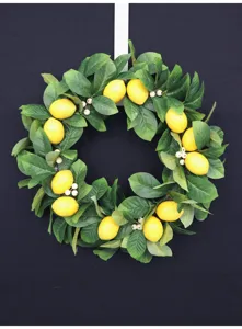 Ghirlanda di limoni artificiali foglie verdi per decorazione porta d'ingresso mur