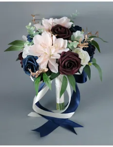 Bouquet de mariée artificiel fausses roses eucalyptus pour décoration de mariage