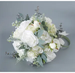 Künstlicher weißer Hochzeits-Brautstrauß künstliche Blumenarrangements für Zeremonien.