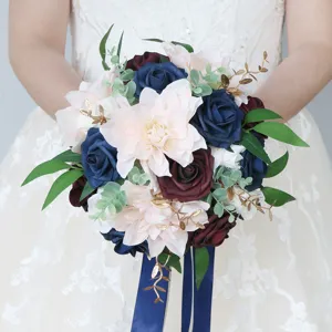 Bouquet de Mariée en Fleurs de Soie Artificielles Européennes pour Fête de Mariage Photographie en Plein Air Décoration Intérieure Fausses Fleurs