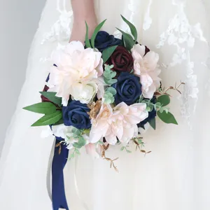 Bouquet de mariée artificiel de style européen, fleurs de mariage pour accessoires photo et déco