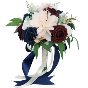 Bouquet de fleurs artificielles de mariée en soie rose pour décoration maison accessoires photo