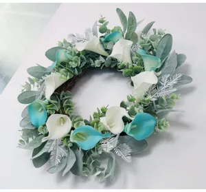 Bella Ghirlanda di Calla Artificiale PU Primavera Porta Muro Sospesa Matrimonio