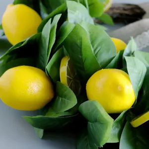 Ghirlanda di limoni artificiali corona con foglie verdi decorazione murale stile nordico