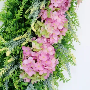 Artificial hanging hydrangea wreath flower door wall decor for festival home party holiday supply