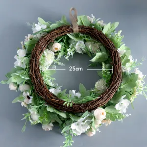 Beautiful Artificial Flower Wreath Door Hanging Forest Style Wedding Decor 25cm.