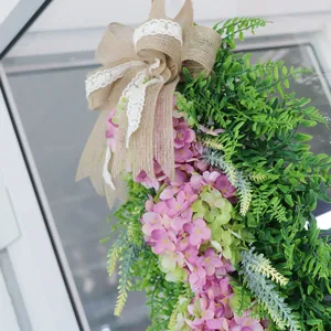Artificial Hanging Hydrangea Flower Wreath Door Decoration for Holiday Party Home Wall Decor