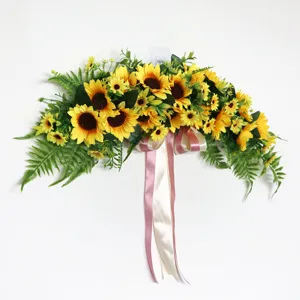 Artificial Sunflower Door Lintel Garland Home Wedding Chair Back Hanging Floral Decor