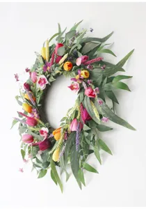 Künstlicher Tulpen Orchideen Blumenkranz für Zuhause Wand Tür Dekoration Frühling.