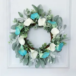 Ghirlanda di Calla Artificiale in PU Falsa Ghirlanda di Fiori Primavera Casa Porta Parete Sospesa Matrimonio Festa Arredamento