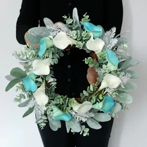 Giglio Calla PU Artificiale Corona Primavera Porta di Casa Parete Decorazione Sposa